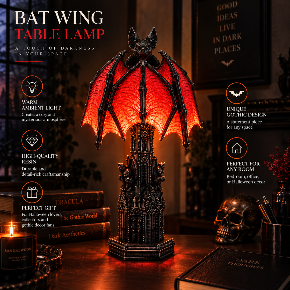 Bat Halloween Lamp By Almery