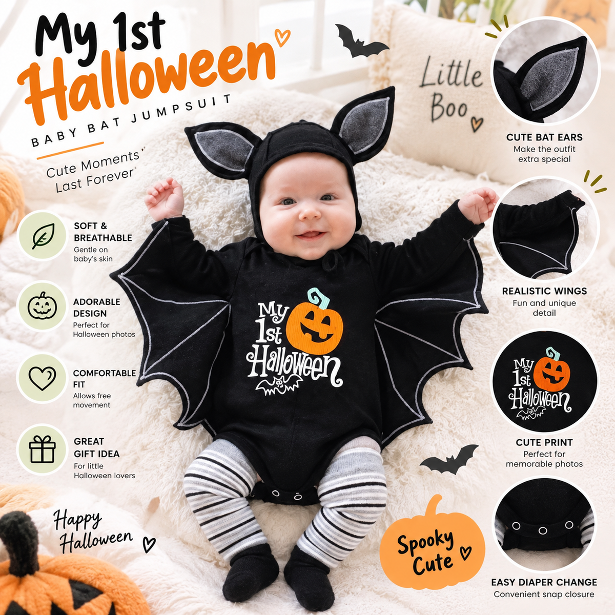 Baby Halloween Bat Costume By Almery